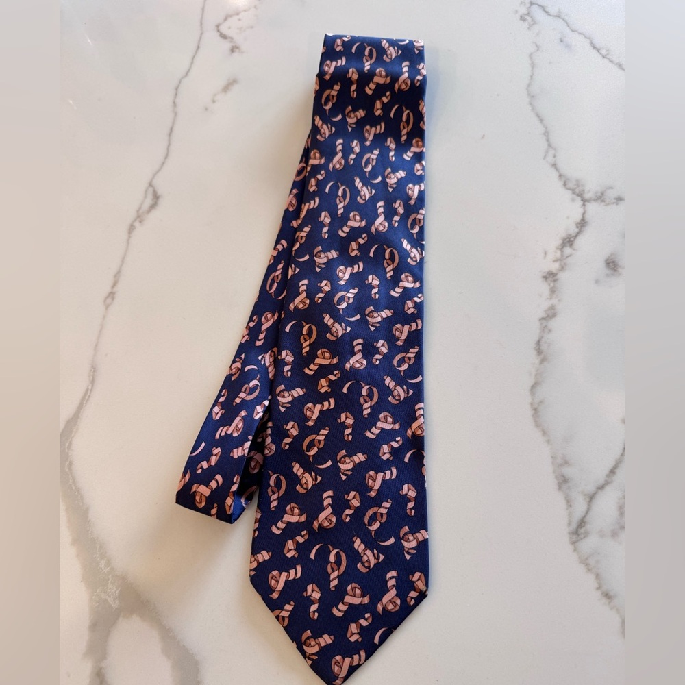Gucci Navy Silk Necktie Ribbon Equestrian Nautical Motif Made in Italy 3.75 x60” - Picture 7 of 7